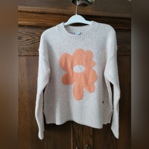 Cream and Peach Flower Sweater